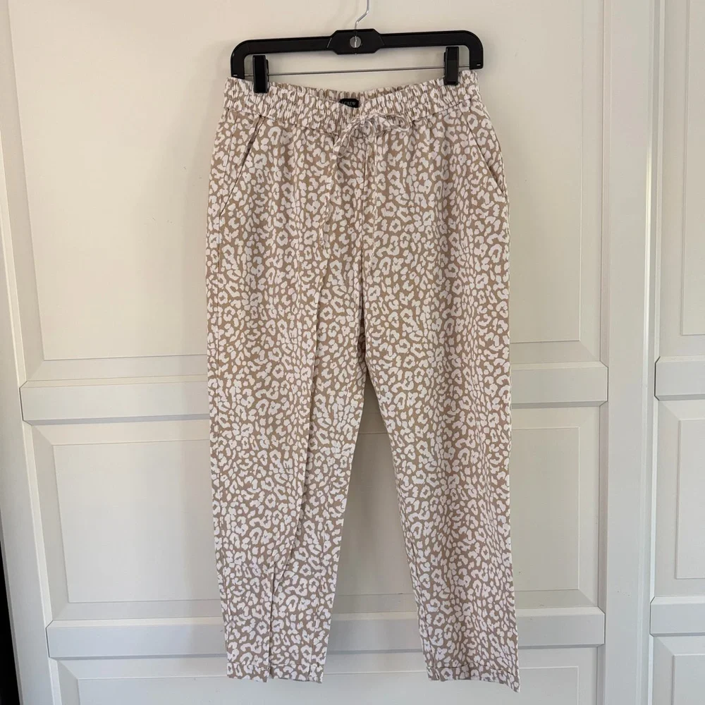 J. Crew Linen-Cotton Leopard Drawstring Pants Size 6 -  41134